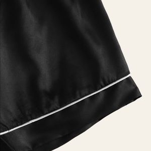 Contrast Binding Satin Cami Pajama Set